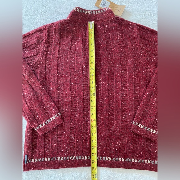 Woolrich Wool Blend Sweater 1/4 Zip Deep Ruby Heather Pullover Medium NWT - Picture 5 of 10